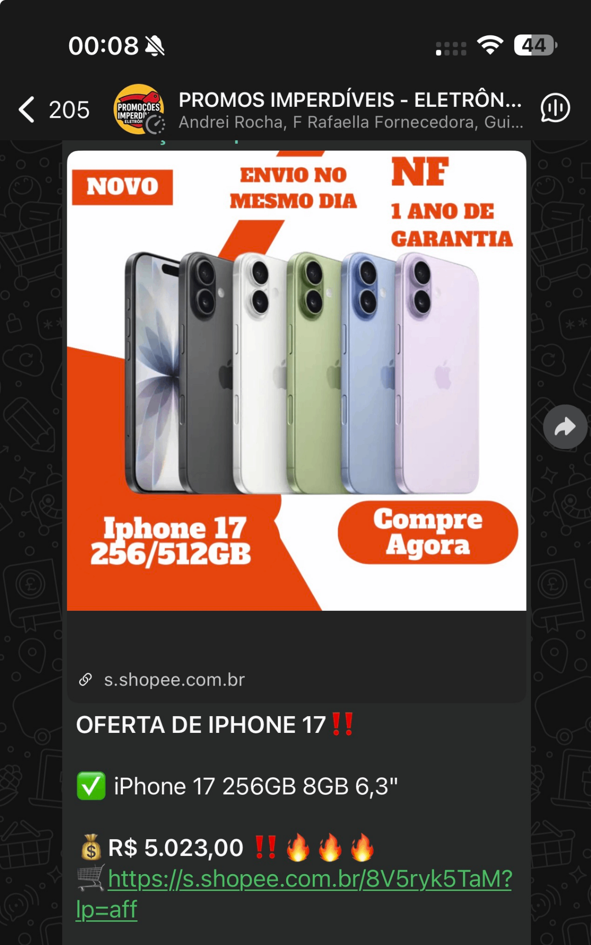 Oferta iPhone 17 256GB na Amazon por R$ 5.023